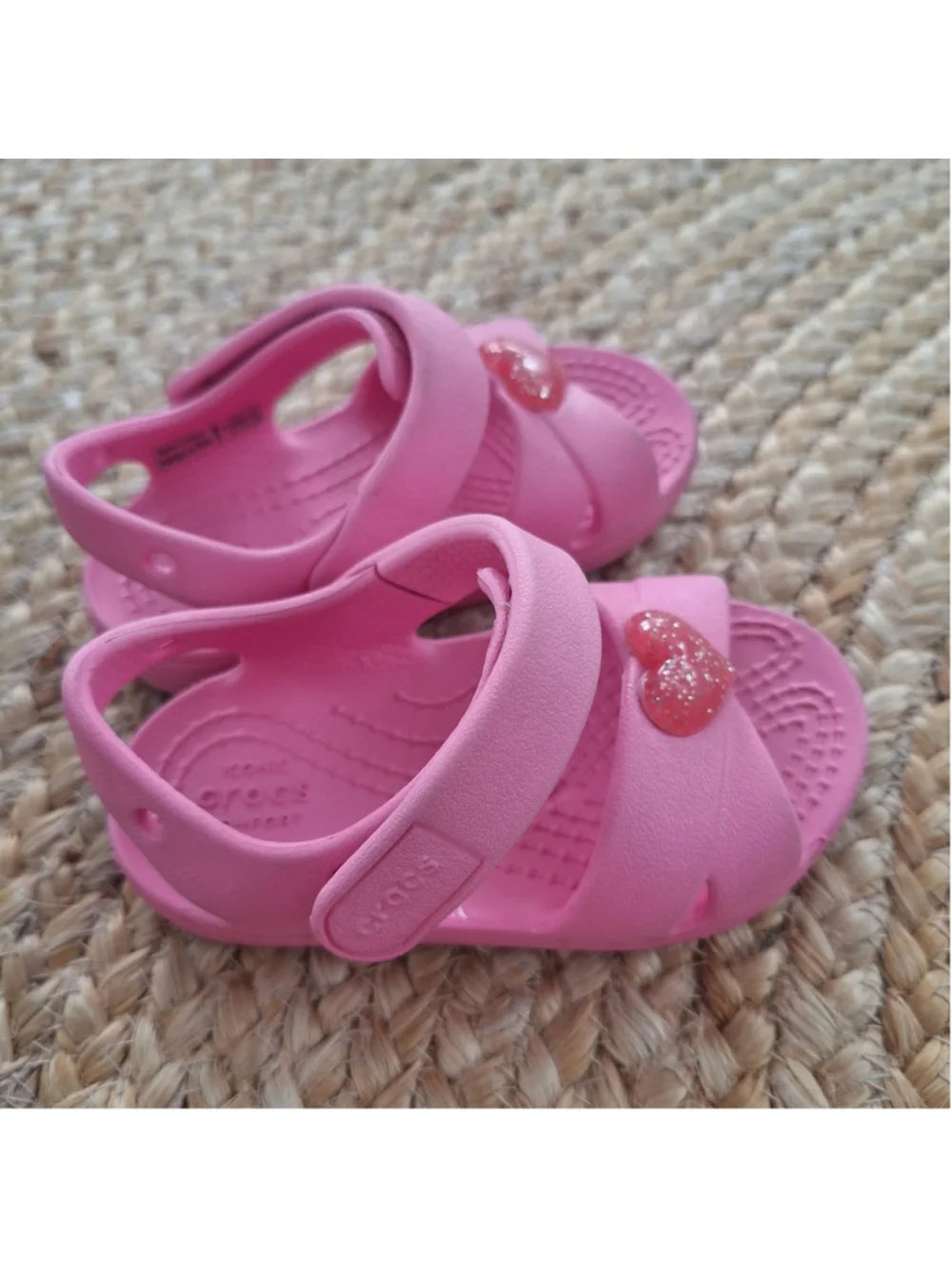 Crocs Pink Glitter Heart Toddler Girls Sandals Size 6 C
